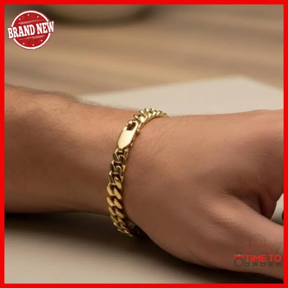14K Solid Gold Miami Cuban Curb Bracelet 4.5mm-6.0mm Unisex Luxury